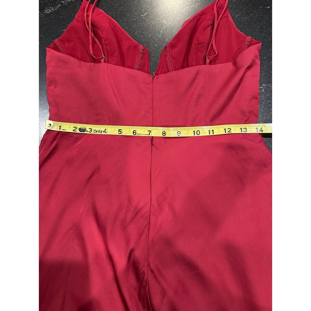 Selfie Leslie Lake Como Red Satin Midi Dress V Wire‎ Bust Elegant M - Picture 12 of 16
